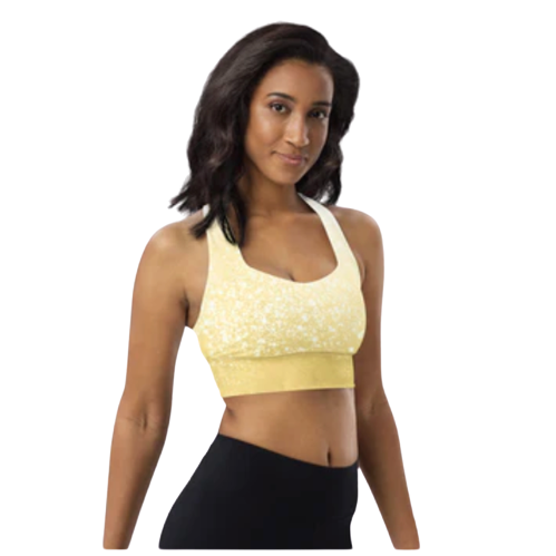 Sparkling Gold Longline Compression Sports Bra – Support & Street Style